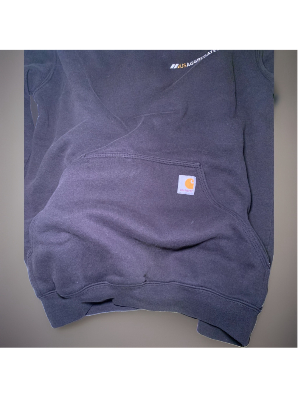 Carharrt US AGGREGATES Loose Fit Pullover Hoodie Black Size Small Workwear Pocke - Picture 9 of 15